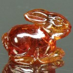 KG-023 Hand Carved genuine Natural Spessartite Garnet in Rabbit bunny animals Shape Statue